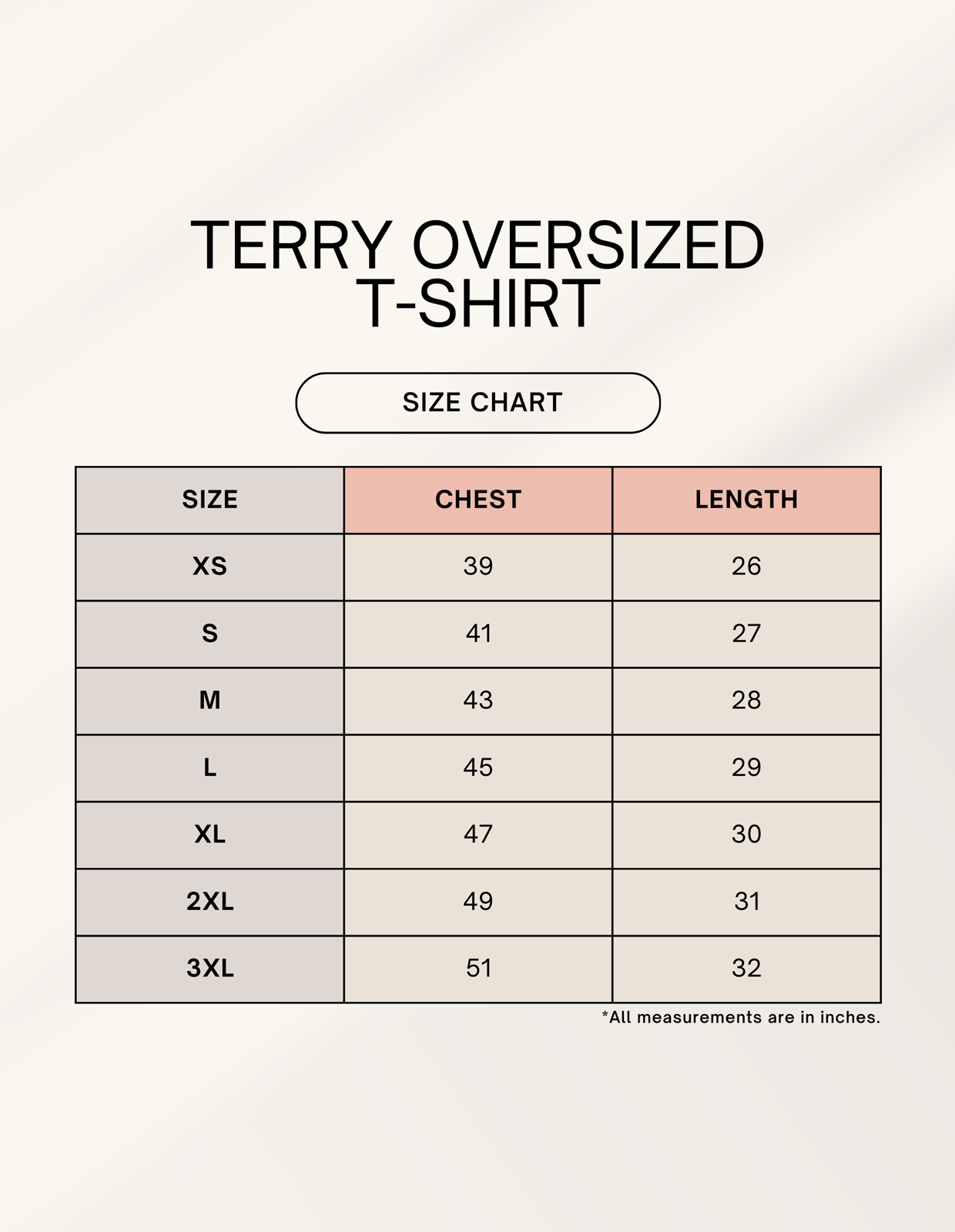 1744976688TerryteeSizeChart.png - Unisex Terry Oversized Graphic Tee Lone Wolf | Cikada Clothing