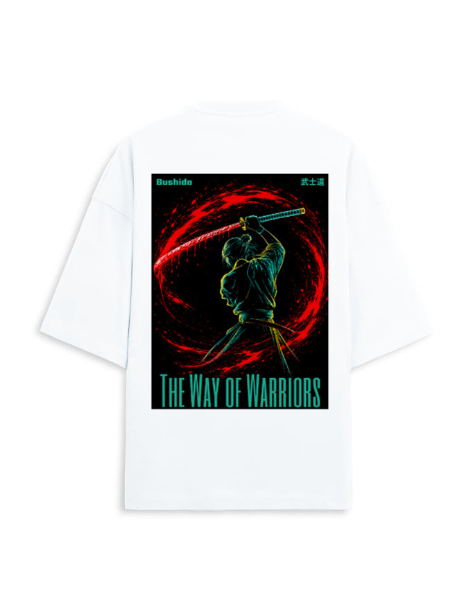 white back - Bushido Graphic Unisex Terry Oversized Tee | Cikada Clothing