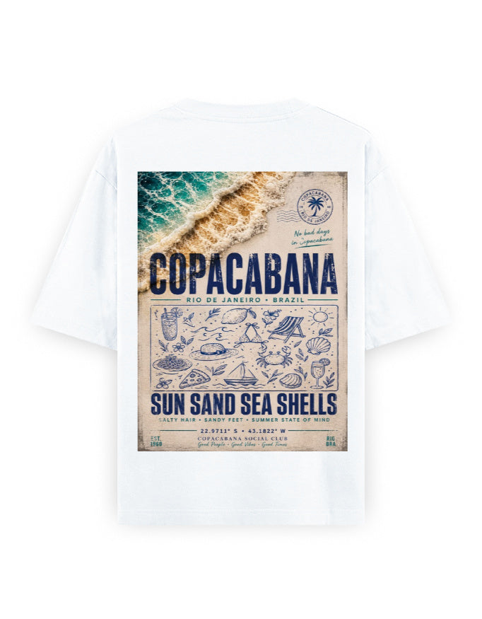 white back - Copacabana Graphic Unisex Oversized Classic T-Shirt | Cikada Clothing