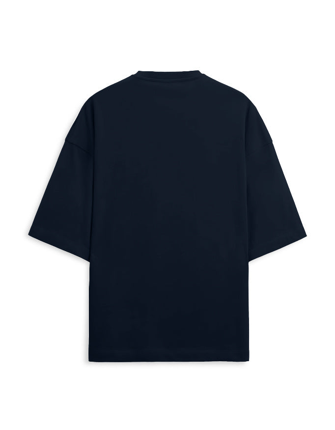 navy blue back - Unisex Terry Oversized Graphic Tee Lone Wolf | Cikada Clothing