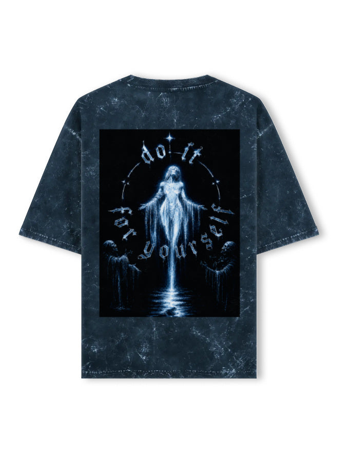 navy blue back - "Do it for Yourself" Unisex Acid Washed Oversized Tshirt | Cikada Clothing
