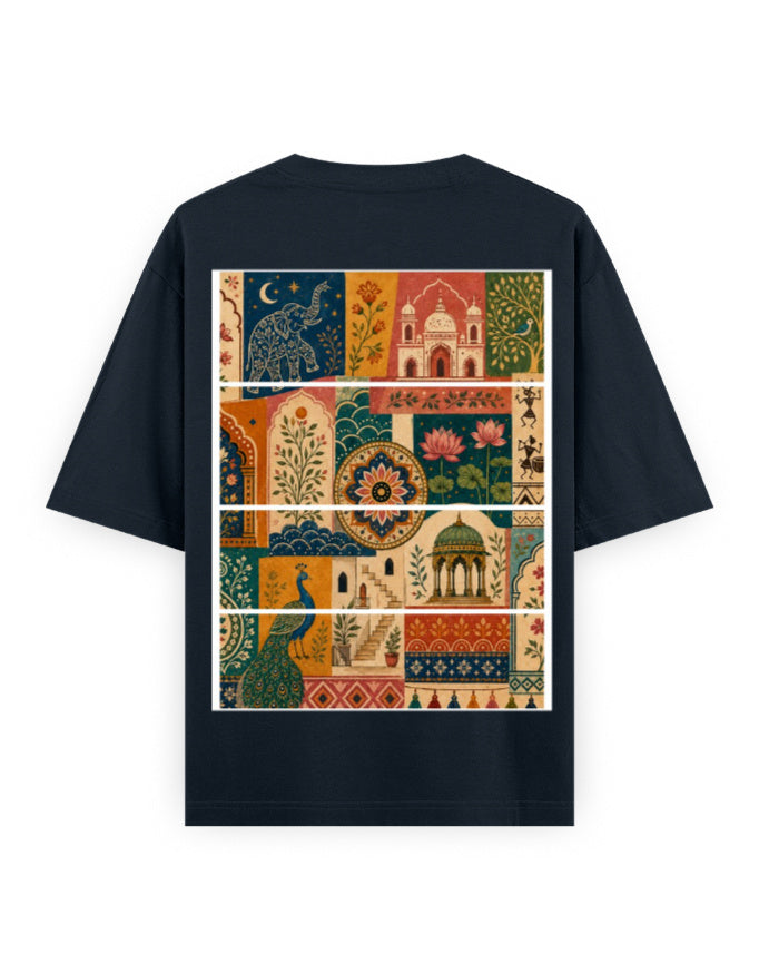 navy blue back - Unisex Oversized Classic T-Shirt Motif Art Graphic | Cikada Clothing
