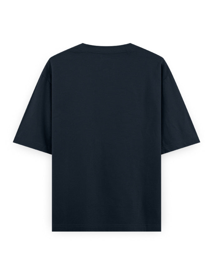 navy blue back - Tic Tac Toe Unisex Oversized Classic T-Shirt for Female | Cikada Clothing