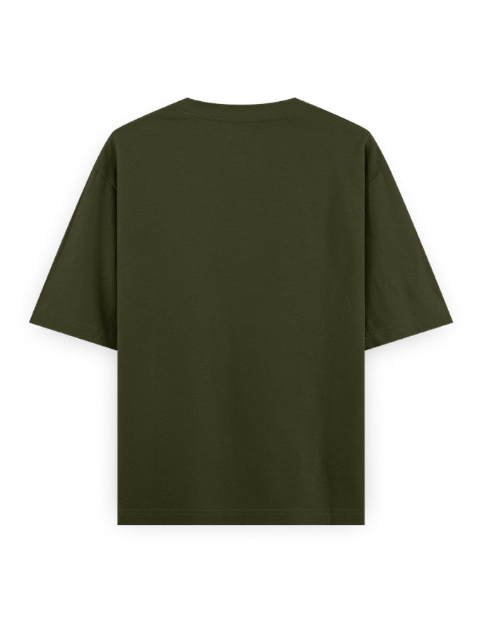 olive green back - Matcha Graphic Unisex Oversized Classic T-Shirt | Cikada Clothing