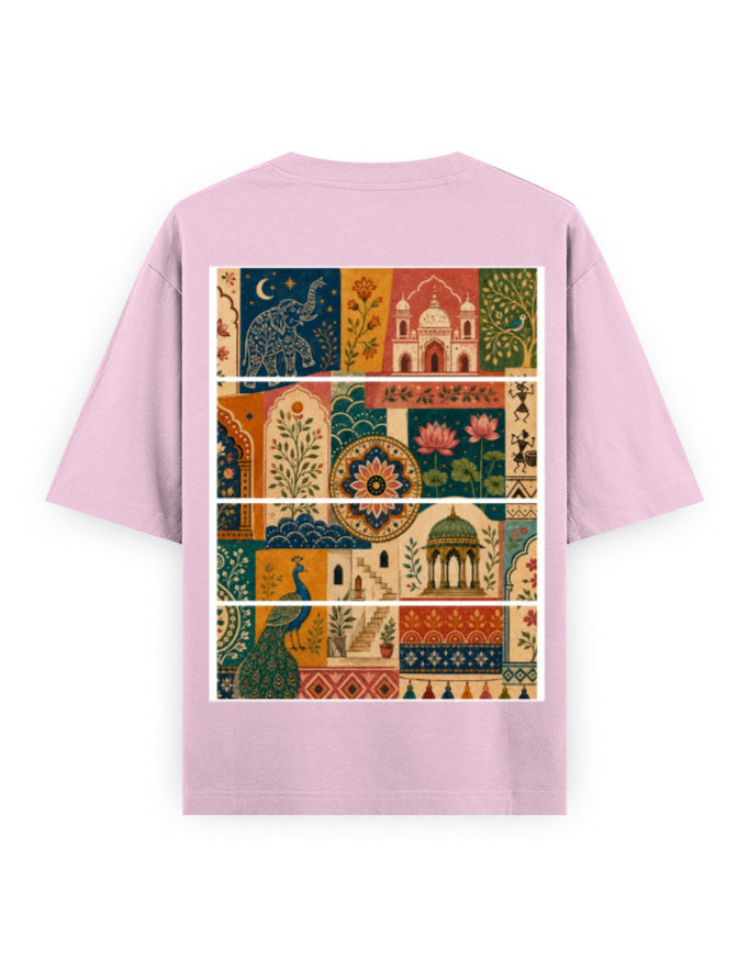 light baby pink back - Unisex Oversized Classic T-Shirt Motif Art Graphic | Cikada Clothing