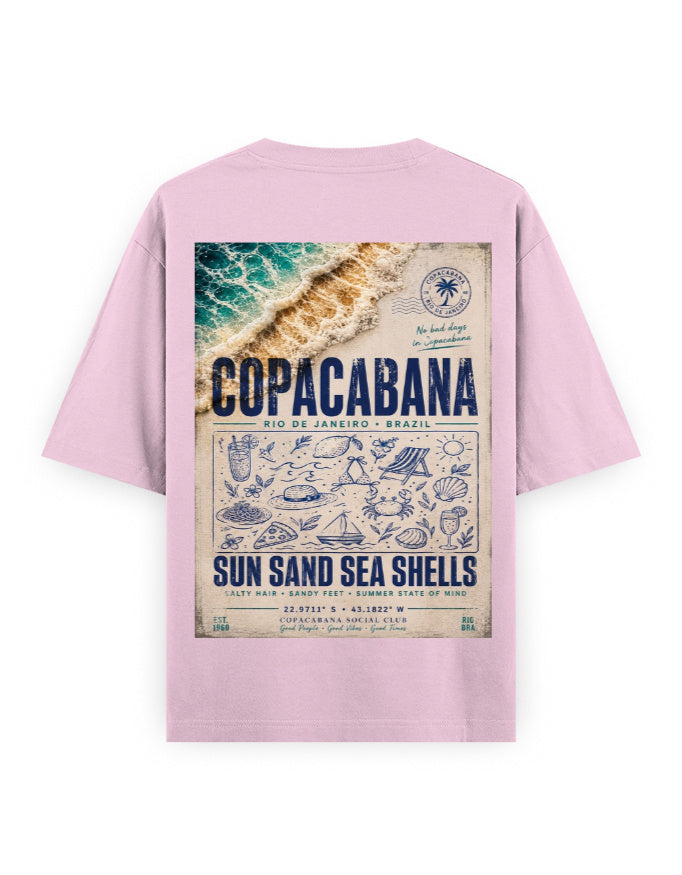 light baby pink back - Copacabana Graphic Unisex Oversized Classic T-Shirt | Cikada Clothing
