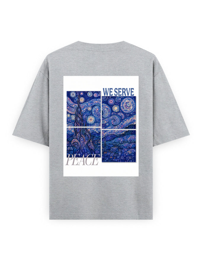 grey melange back - Van Gogh Unisex Oversized Classic T-Shirt | Cikada Clothing