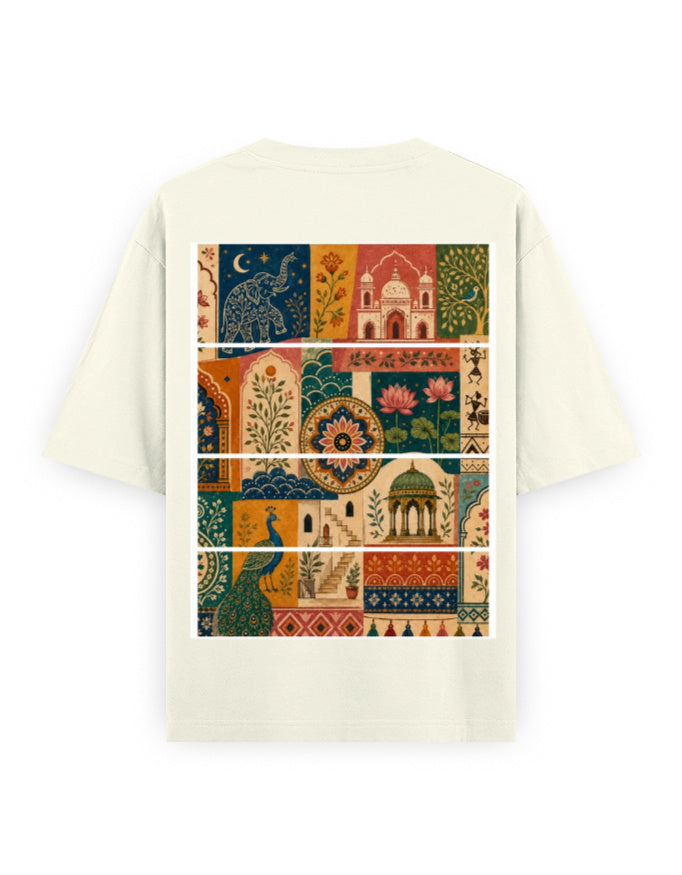 off white back - Unisex Oversized Classic T-Shirt Motif Art Graphic | Cikada Clothing