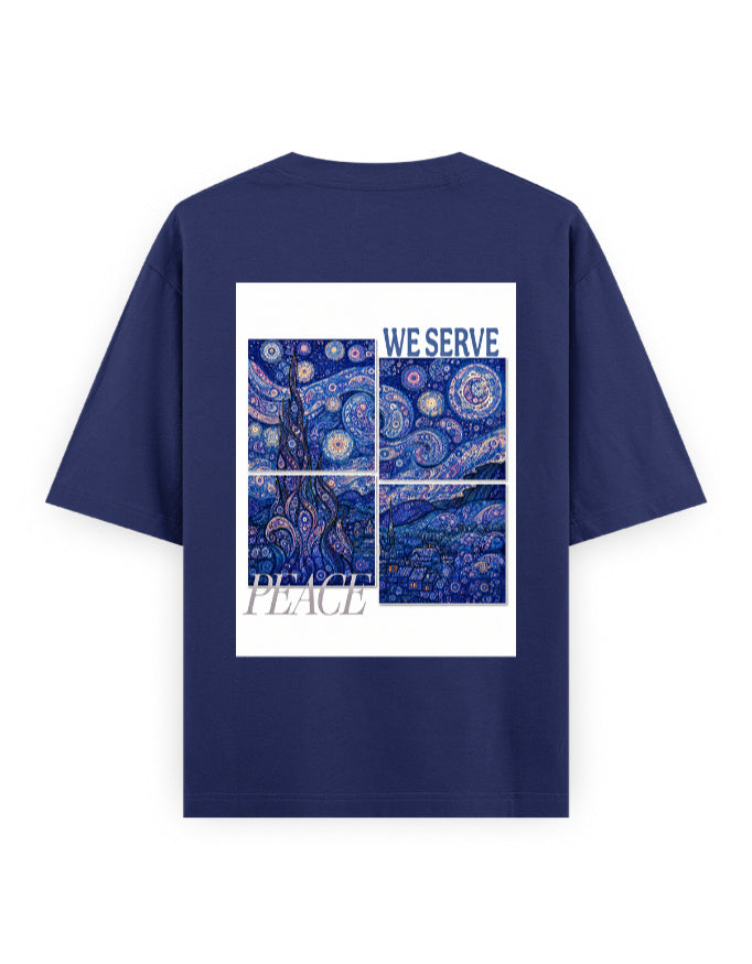 royal blue back - Van Gogh Unisex Oversized Classic T-Shirt | Cikada Clothing