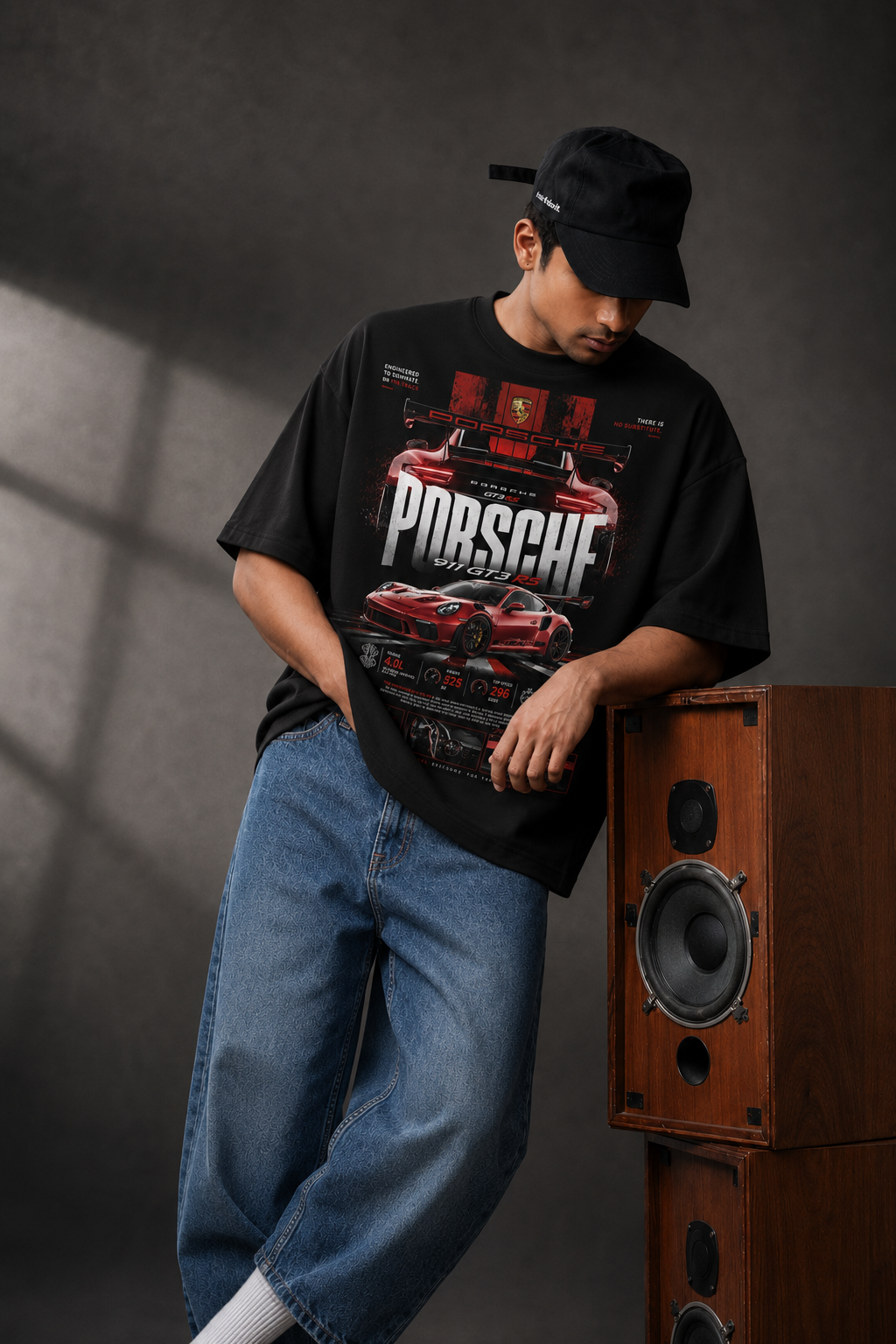 black front back - Porsche 911 Unisex Oversized Classic T-Shirt | Cikada Clothing