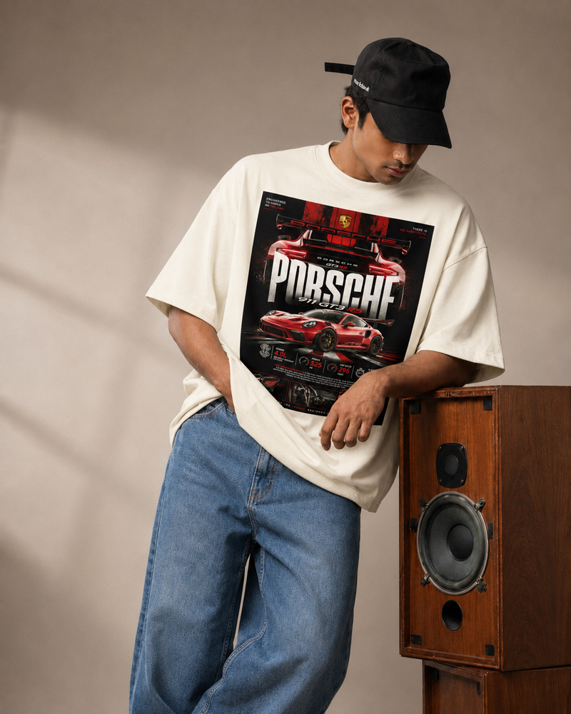 off white front back - Porsche 911 Unisex Oversized Classic T-Shirt | Cikada Clothing
