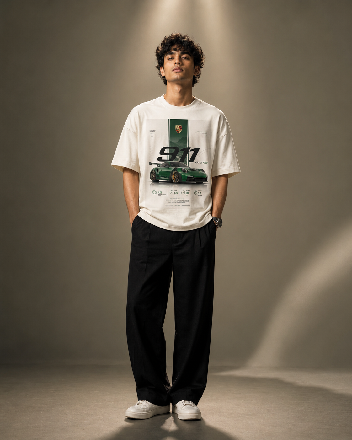 off white front back - Porsche 911 Unisex Terry Oversized T-Shirt | Cikada Clothing