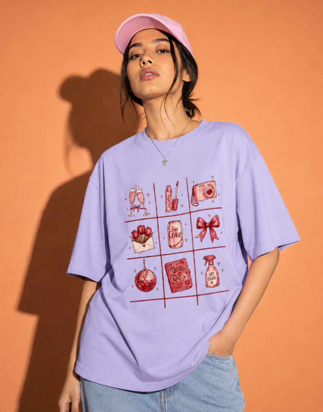 lavender front back - Tic Tac Toe Unisex Oversized Classic T-Shirt for Female | Cikada Clothing