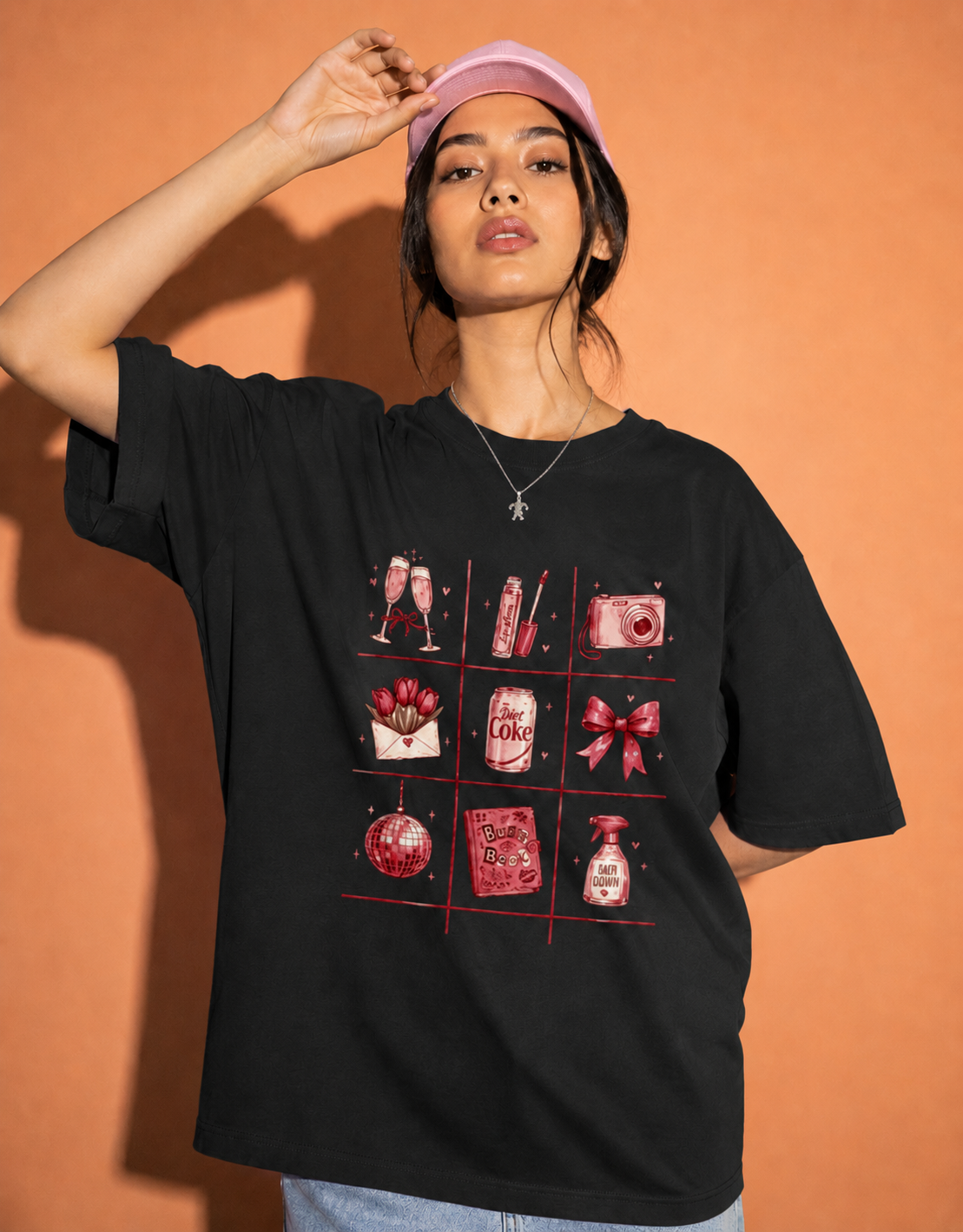 black front back - Tic Tac Toe Unisex Oversized Classic T-Shirt for Female | Cikada Clothing