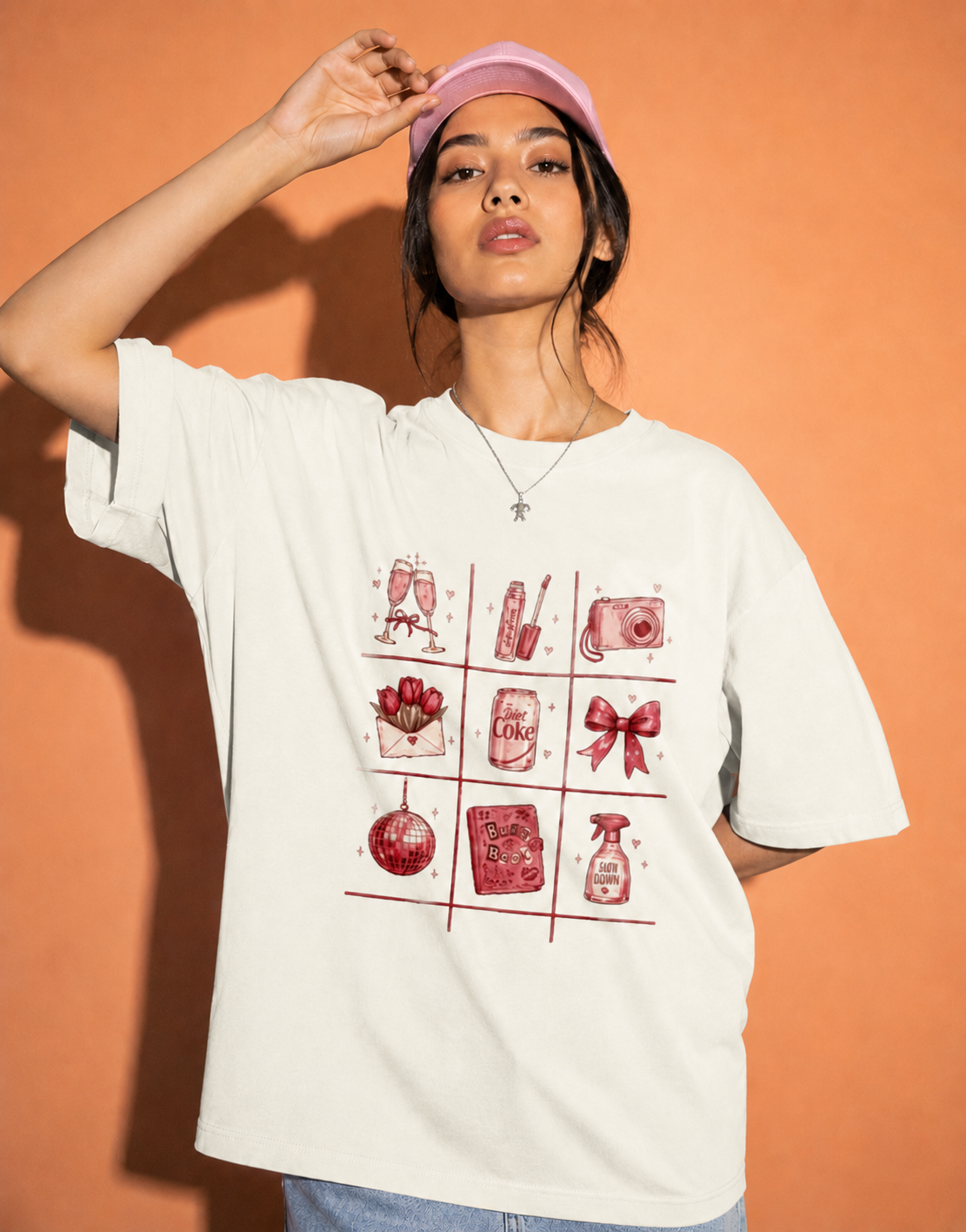 off white front back - Tic Tac Toe Unisex Oversized Classic T-Shirt for Female | Cikada Clothing