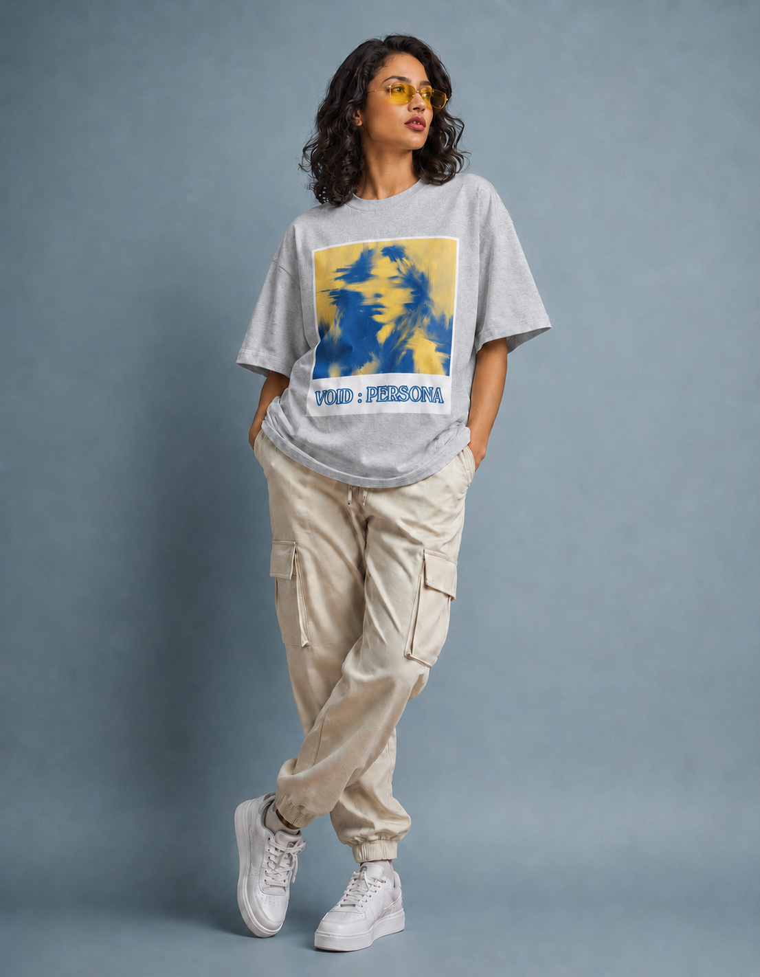 grey front back - Void Persona Unisex Oversized Classic T-Shirt | Cikada Clothing