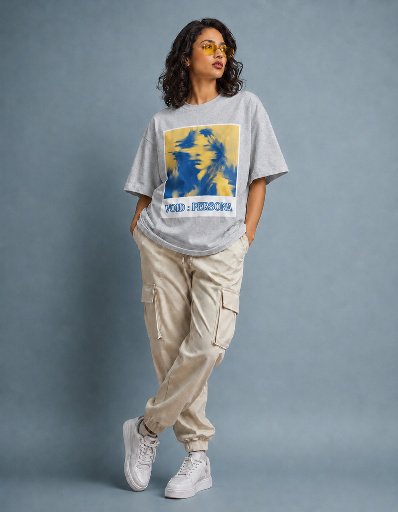 grey front back - Void Persona Unisex Oversized Classic T-Shirt | Cikada Clothing
