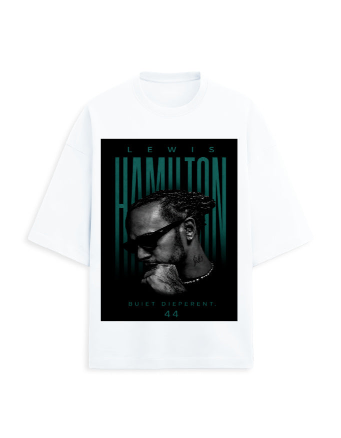 white front - Lewis Hamilton Unisex Terry Oversized Tee | Cikada Clothing