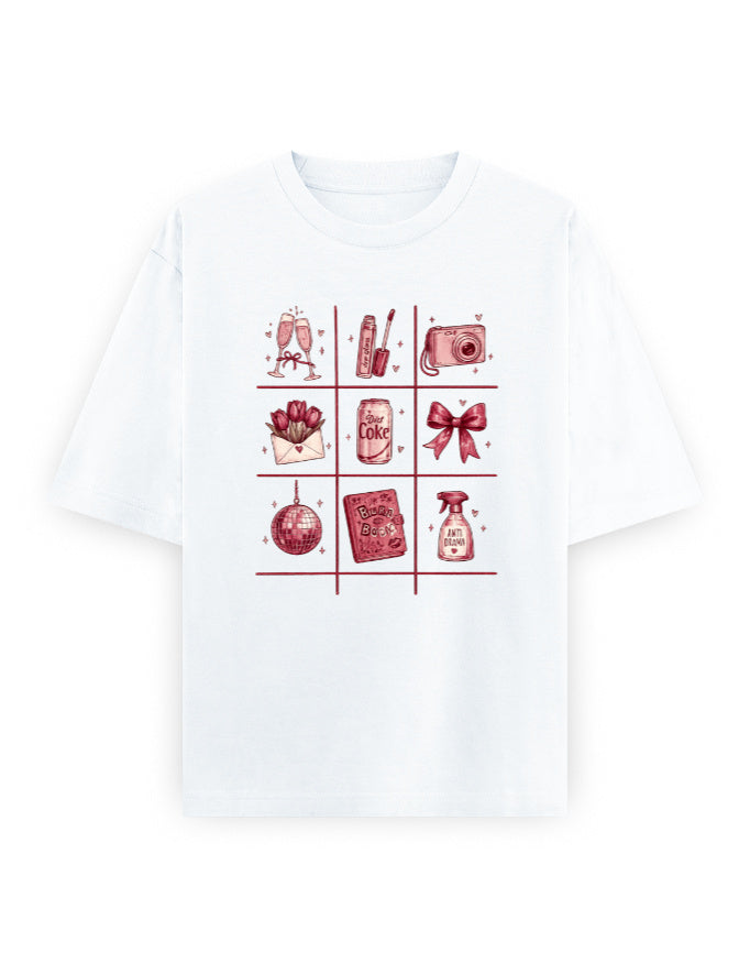 white front  - Tic Tac Toe Unisex Oversized Classic T-Shirt for Female | Cikada Clothing