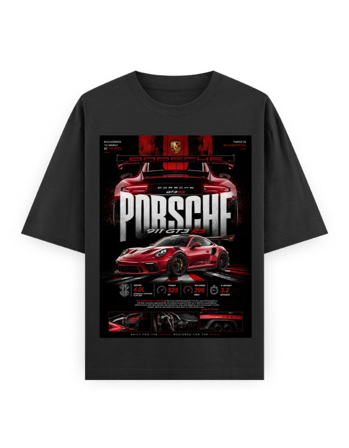black front - Porsche 911 Unisex Oversized Classic T-Shirt | Cikada Clothing