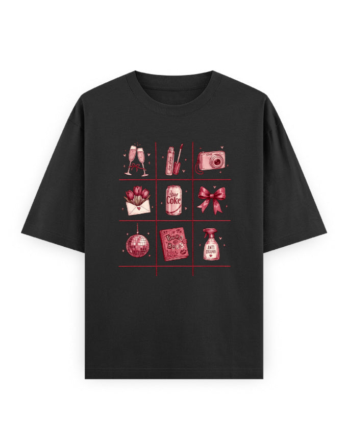 black front - Tic Tac Toe Unisex Oversized Classic T-Shirt for Female | Cikada Clothing