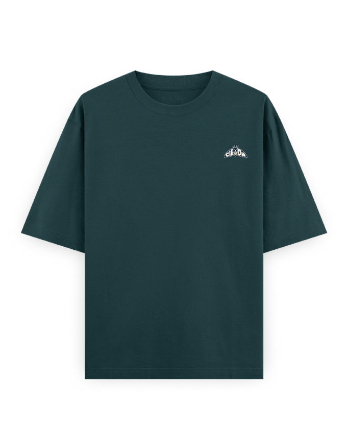 petrol blue front - Copacabana Graphic Unisex Oversized Classic T-Shirt | Cikada Clothing