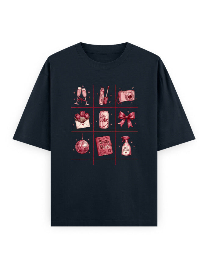 navy blue front  - Tic Tac Toe Unisex Oversized Classic T-Shirt for Female | Cikada Clothing