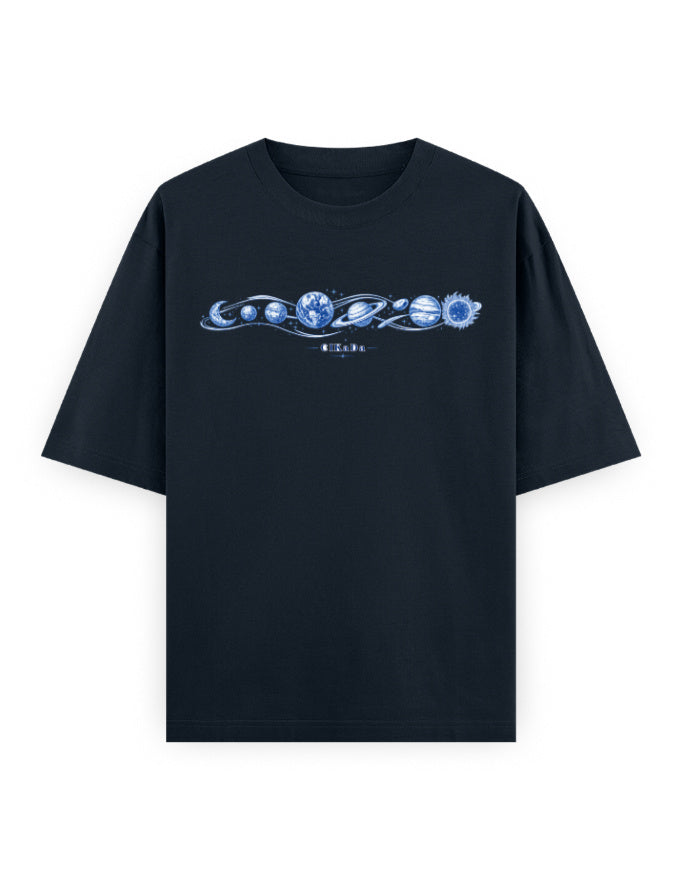 navy blue front - Van Gogh Unisex Oversized Classic T-Shirt | Cikada Clothing