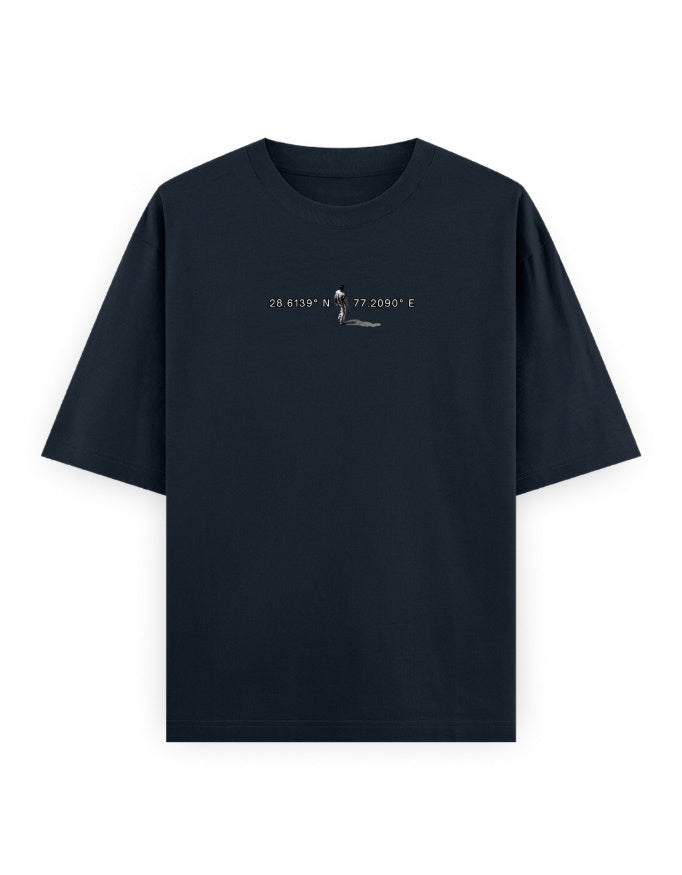 navy blue front - Unisex Oversized Classic T-Shirt Motif Art Graphic | Cikada Clothing