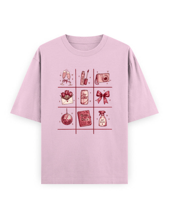 light baby pink front - Tic Tac Toe Unisex Oversized Classic T-Shirt for Female | Cikada Clothing