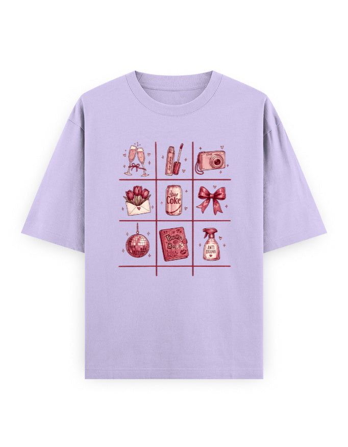 lavender front - Tic Tac Toe Unisex Oversized Classic T-Shirt for Female | Cikada Clothing