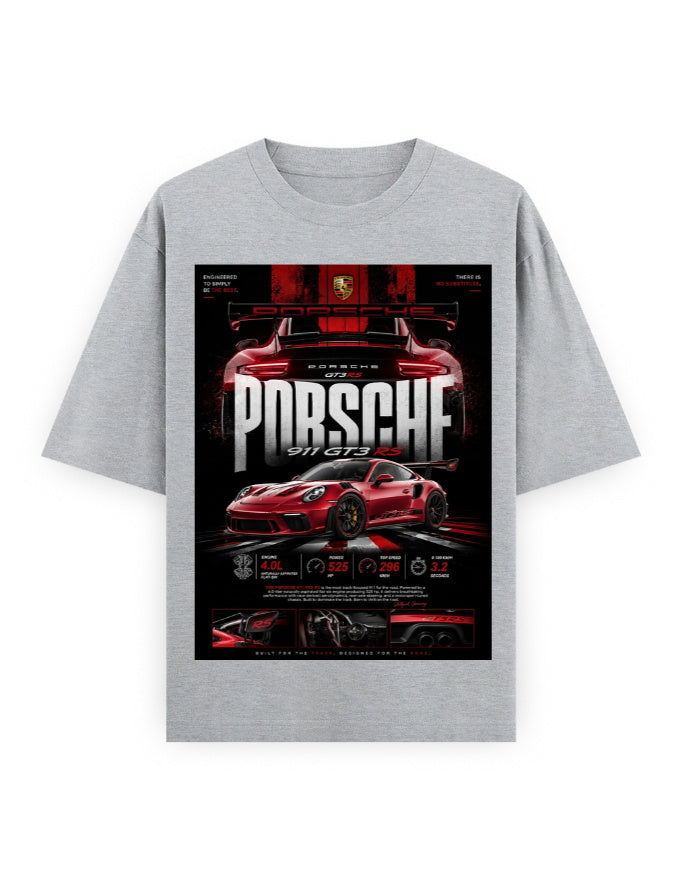 grey melange front - Porsche 911 Unisex Oversized Classic T-Shirt | Cikada Clothing