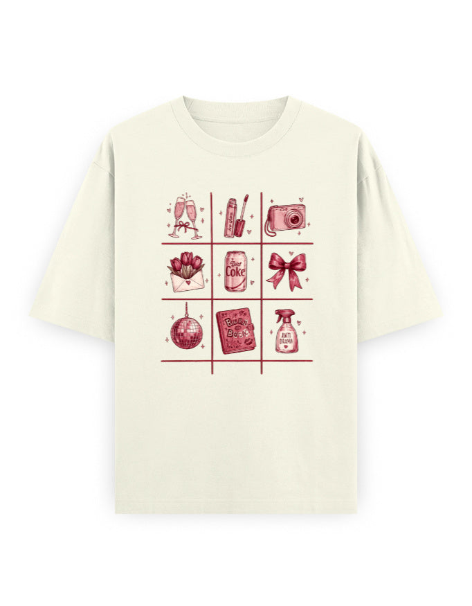 off white front - Tic Tac Toe Unisex Oversized Classic T-Shirt for Female | Cikada Clothing