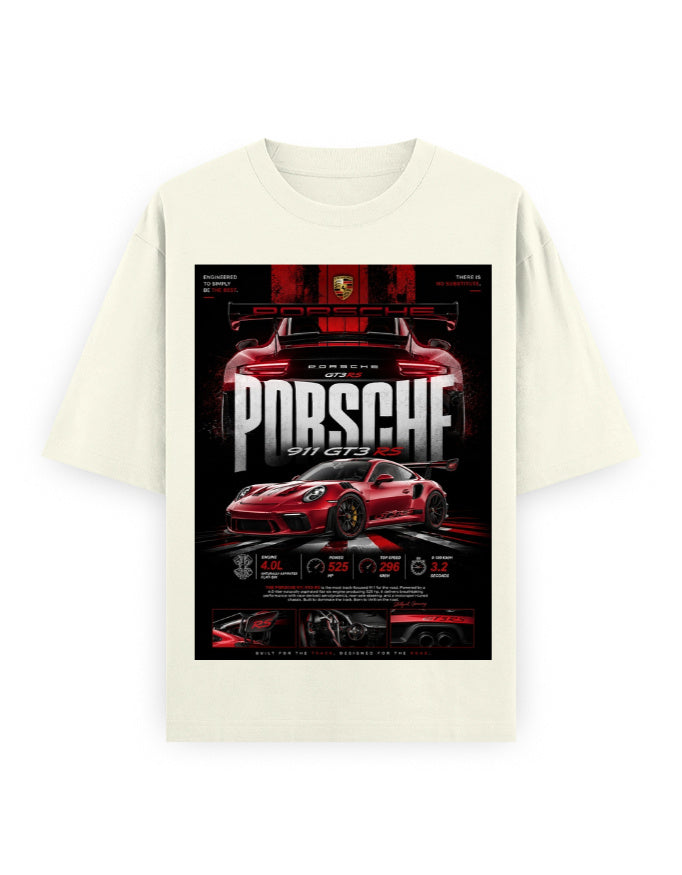 off white front - Porsche 911 Unisex Oversized Classic T-Shirt | Cikada Clothing