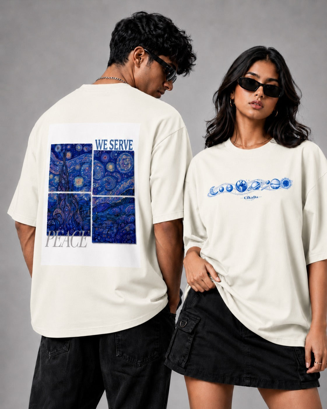 off white front back - Van Gogh Unisex Oversized Classic T-Shirt | Cikada Clothing