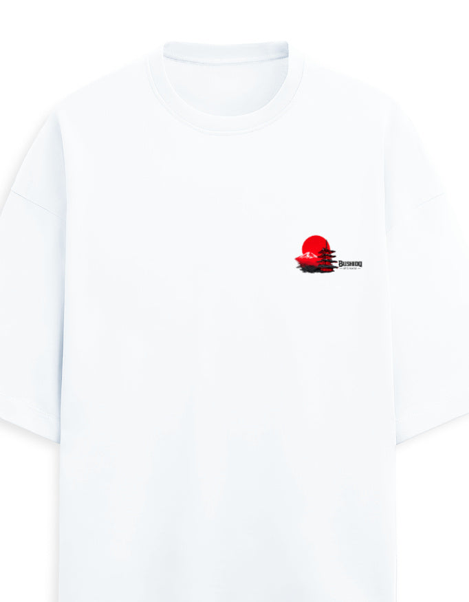 white front - Bushido Graphic Unisex Terry Oversized Tee | Cikada Clothing