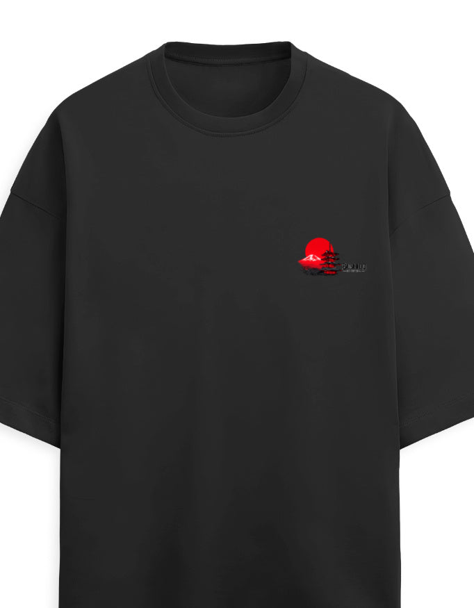 black front - Bushido Graphic Unisex Terry Oversized Tee | Cikada Clothing